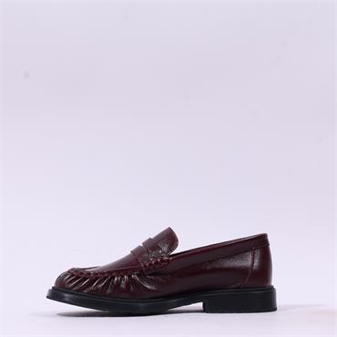 Wonders Eva Ruched Penny Loafer - Burgundy Leather